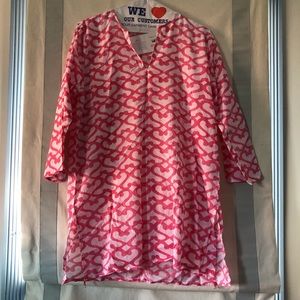 Roberta Roller Rabbit Pink&White Top XL.  No tag.